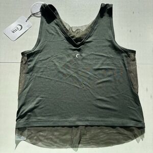 Zyia Active Women's XS Olive Double V Mesh Tank NWT